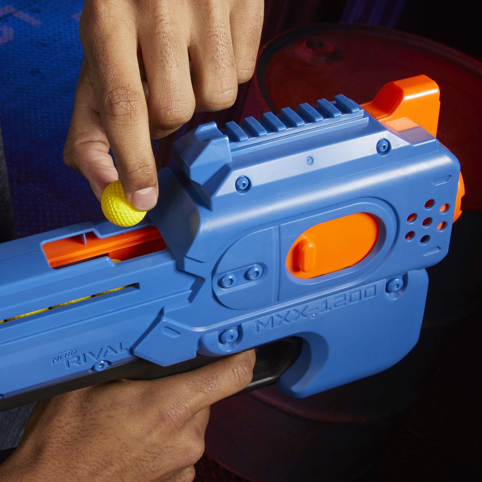 NERF Rival Charger MXX-1200 Motorized Blaster -- 12-Round Capacity, 100 FPS Velocity -- Includes 24 Official Rival Rounds -- Team Blue