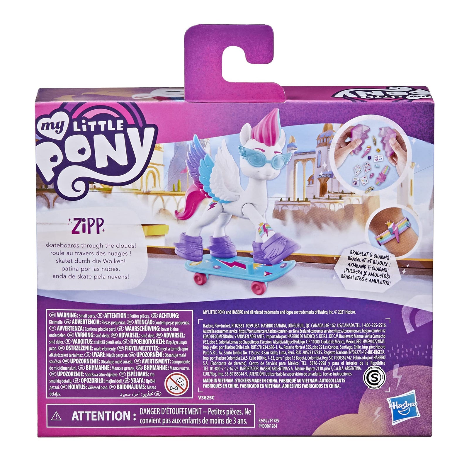 My Little Pony: A New Generation Movie Crystal Adventure Zipp Storm - 3-Inch White Pony Toy with Surprise Accessories, Friendship Bracelet