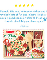 Melissa & Doug Pizza Party Wooden Play Food Set With 54 Toppings
