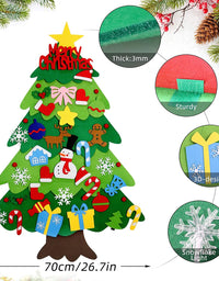 Felt Christmas Tree for Kids Wall, Felt Christmas Tree for Toddlers with Snowflake Lights + 32 Ornaments, DIY Felt Tree Set Xmas Christmas Decorations, Kids Toddler Christmas Gifts
