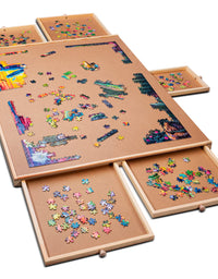 1500 Piece Wooden Jigsaw Puzzle Table - 6 Drawers, Puzzle Board | 27” X 35” Jigsaw Puzzle Board Portable - Portable Puzzle Table | for Adults and Kids
