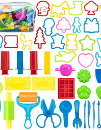 Maykid Play Dough Tools for Kids, 46PCS Playdough Tools Kit Include Dough Accessory Molds Rollers Cutters Scissors and Storage Bag
