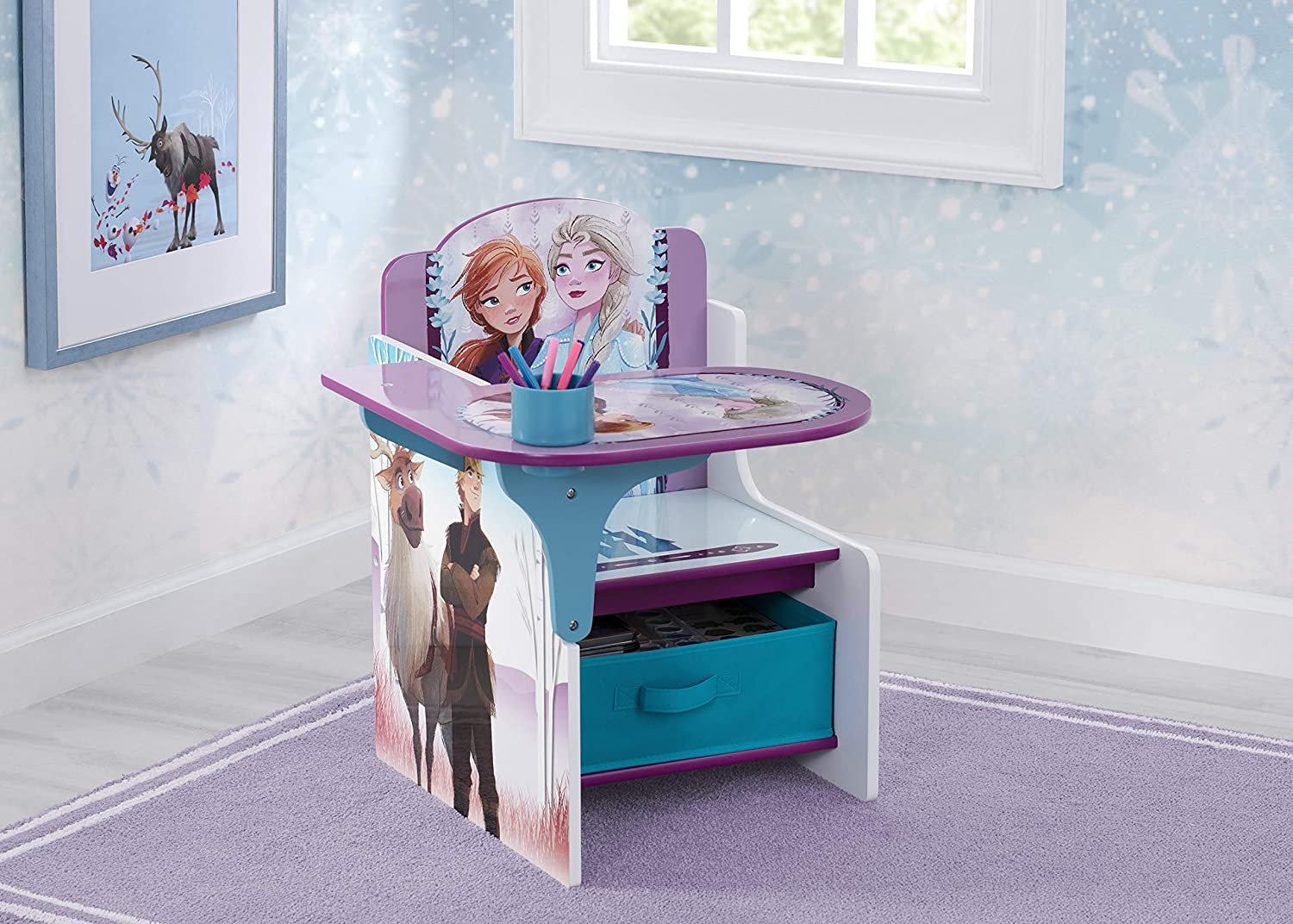 Delta Children Chair Desk with Storage Bin, Disney Frozen II