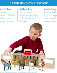 Melissa & Doug Take-Along Show-Horse Stable Play Set With Wooden Stable Box and 8 Toy Horses

