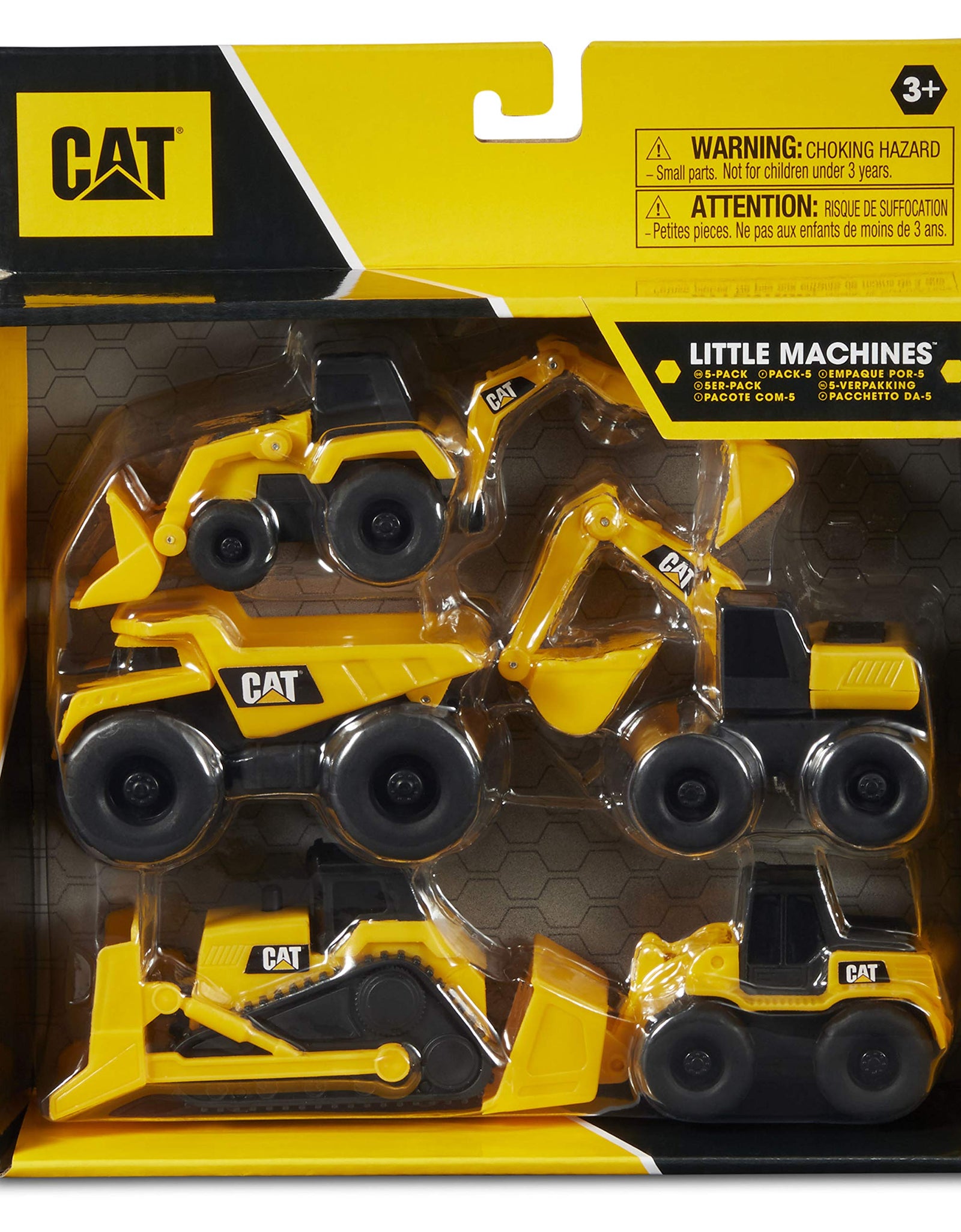 Cat Construction Little Machines 5 Pack - Great Cake Toppers - Great for Easter Baskets, Yellow