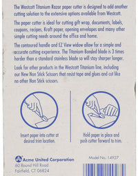 Westcott Titanium Bonded Razor Paper Cutter, Assorted, 14927
