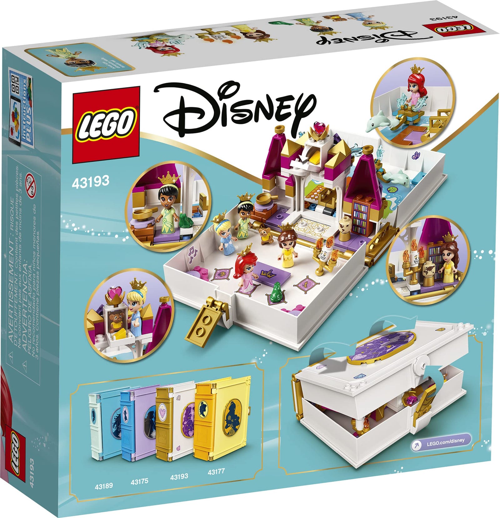 LEGO Disney Ariel, Belle, Cinderella and Tiana’s Storybook Adventures 43193 Building Toy for Kids; New 2021 (130 Pieces)