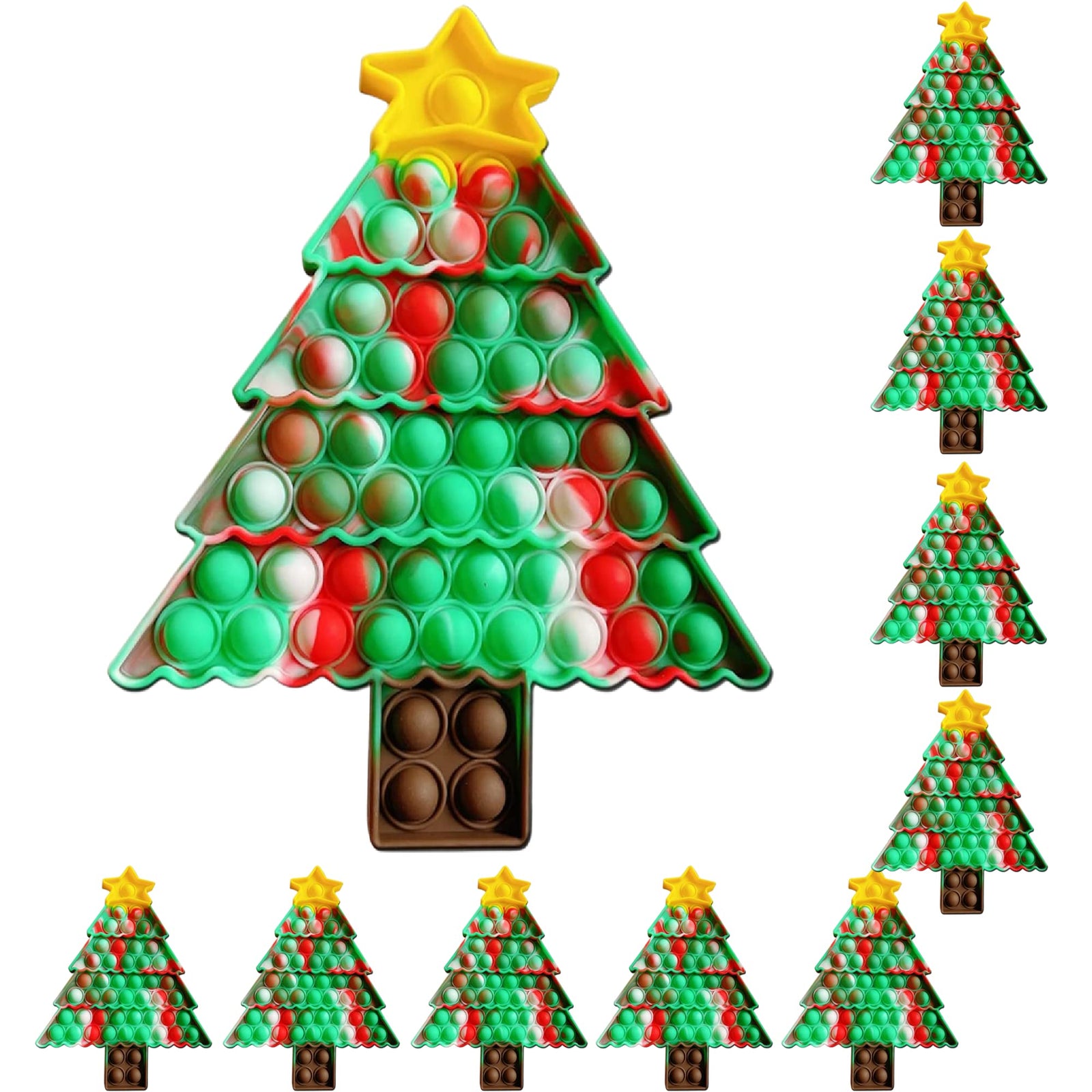 GUARDMAN Christmas Pop-It Fidget Toy Tree Poppit Stocking Stuffer Xmas Present Kids Adults Children Popper Fun Push Game Stress Relief Santa Elves Ornament Popit Gift Poppet Sensory