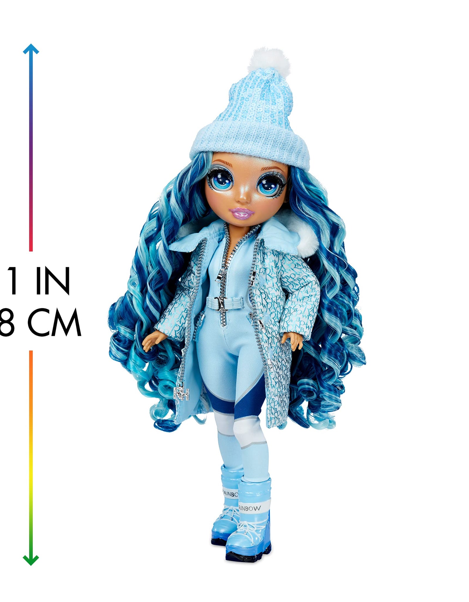 Rainbow High Winter Break Skyler Bradshaw – Blue Fashion Doll and Playset with 2 Designer Outfits, Snowboard Accessories, Gift for Kids and Collectors, Toys for Kids Ages 6 7 8+ to 12 Years Old