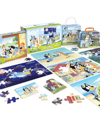 Bluey 11 Puzzle Bundle Set, 8- and 24-Piece Wood, Fuzzy, & Die-Cut Jigsaw Puzzles for Preschoolers and Kids
