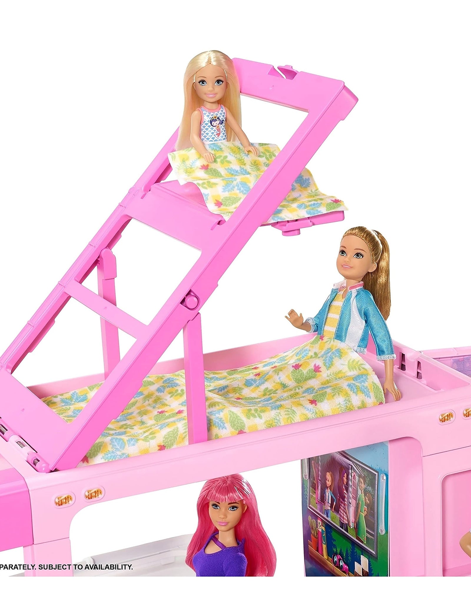 Barbie 3-in-1 DreamCamper Vehicle, approx. 3-ft, Transforming Camper with Pool, Truck, Boat and 50 Accessories, Makes a Great Gift for 3 to 7 Year Olds