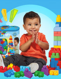 Mega Bloks First Builders Big Building Bag with Big Building Blocks, Building Toys for Toddlers (80 Pieces) - Blue Bag 3-5 years
