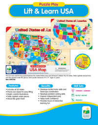 The Learning Journey Lift & Learn Puzzle - USA Map Puzzle for Kids - Preschool Toys & Gifts for Boys & Girls Ages 3 and Up - United States Puzzle for Kids - Award Winning Toys
