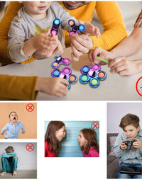FIGROL Pop Simple Fidget Spinner 3 Pack, Push Bubble Metal-Looking Fidget Spinners, Pop Bubble Rainbow Fidget Toys Spinners for ADHD Anxiety,Stress Relief Sensory Toy Party Favor for Kids
