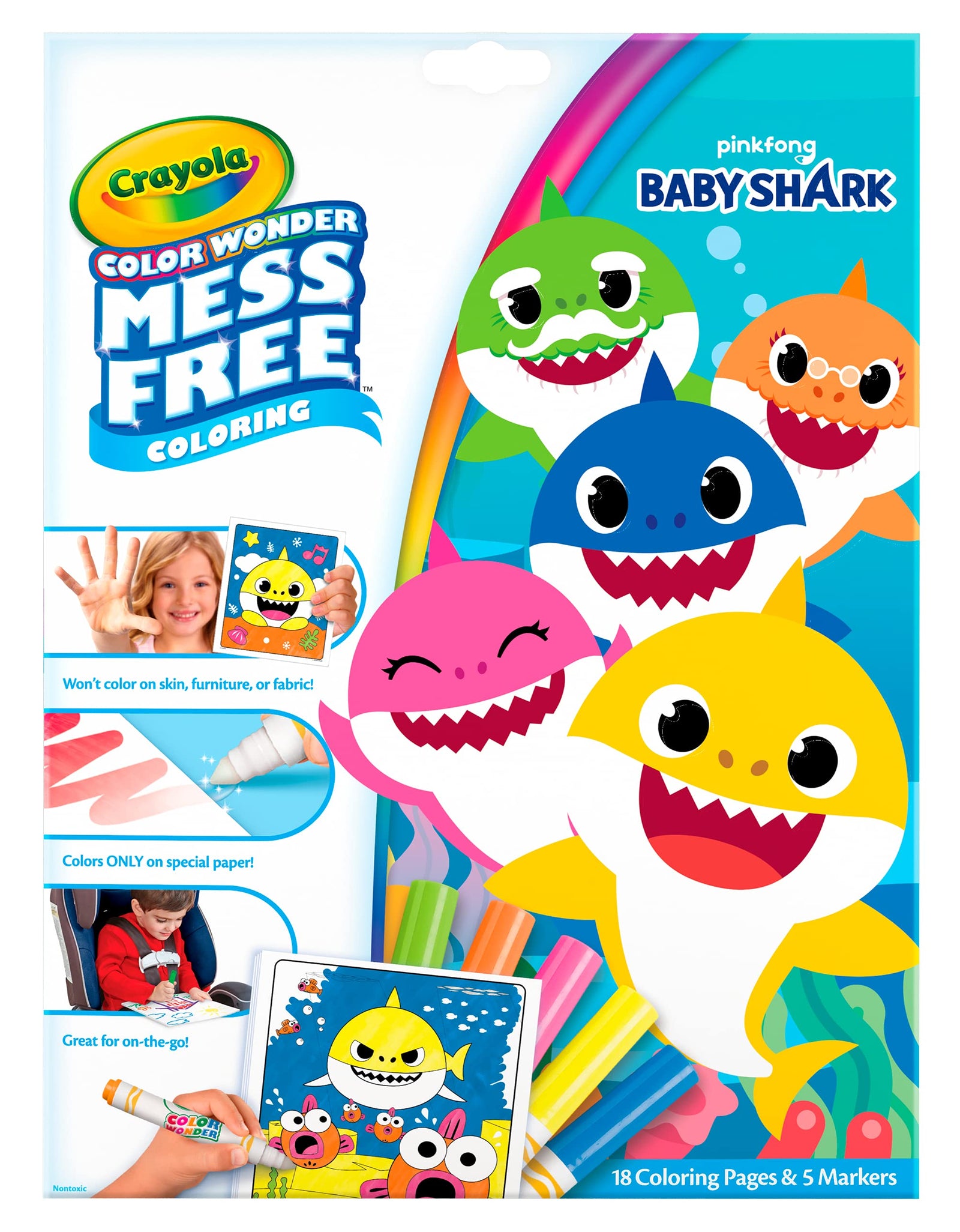 Crayola Baby Shark Wonder Pages, Mess Free Coloring, Gift for Kids, 1 Count (Pack of 1)