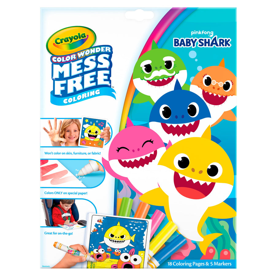 Crayola Baby Shark Wonder Pages, Mess Free Coloring, Gift for Kids, 1 Count (Pack of 1)