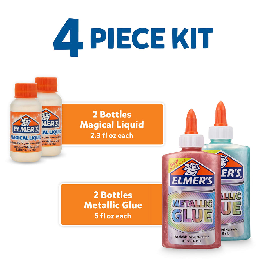 Elmer’s Slime Kit | Slime Supplies Include Elmer’s Metallic Glue, Elmer’s Magical Liquid Slime Activator, 4 Piece Kit