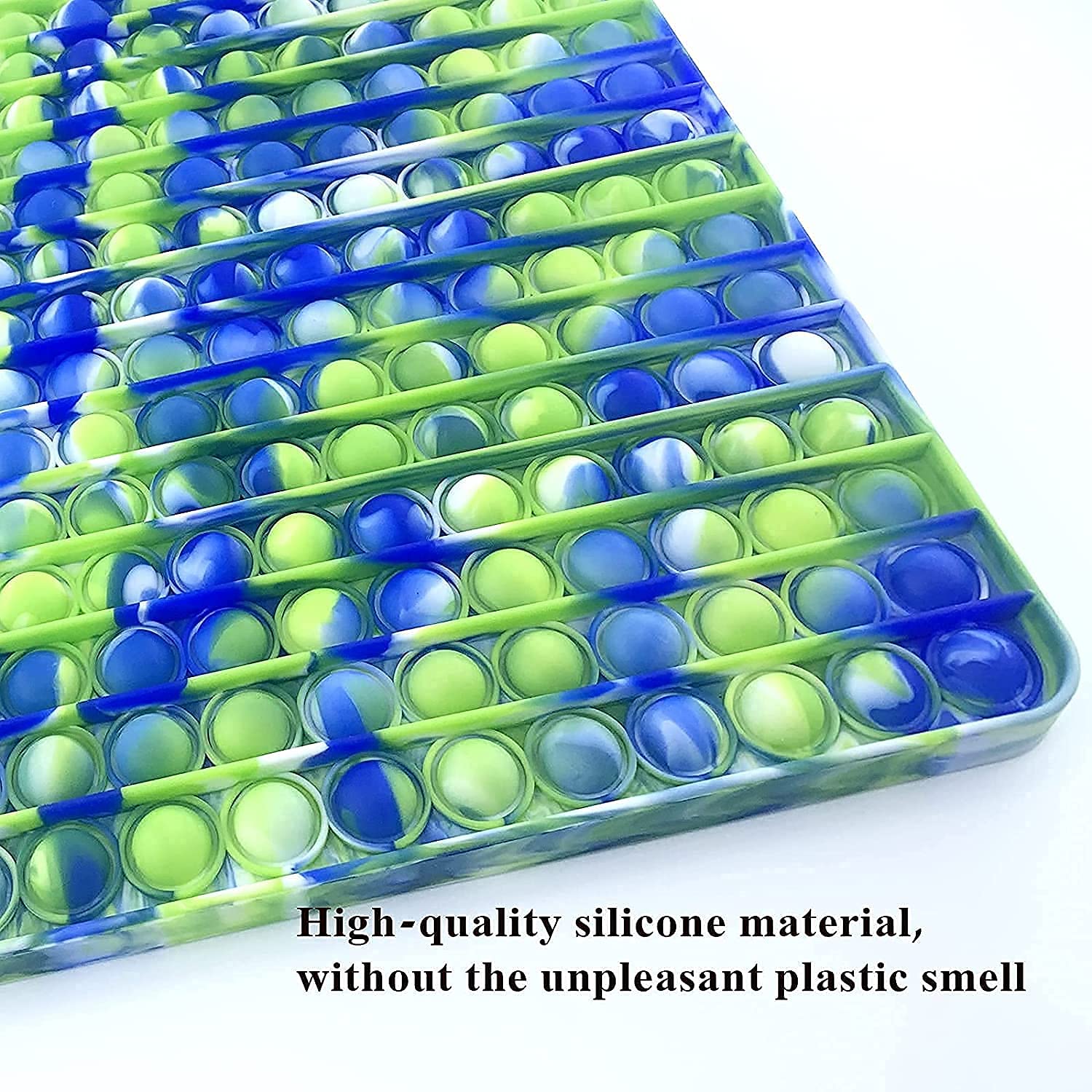 Wuximde Big Size Push Pop Bubble Sensory Fidget Toys,256 Bubbles Stress Reliever Silicone Pressure Relieving Toy,for Autistic Kids Special Needs Children Anxiety Adults (Tie dye Green)