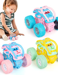 LODBY Cute Push & Go Double-Directions Vehicles Sets for Toddlers Gifts, 3 Pack
