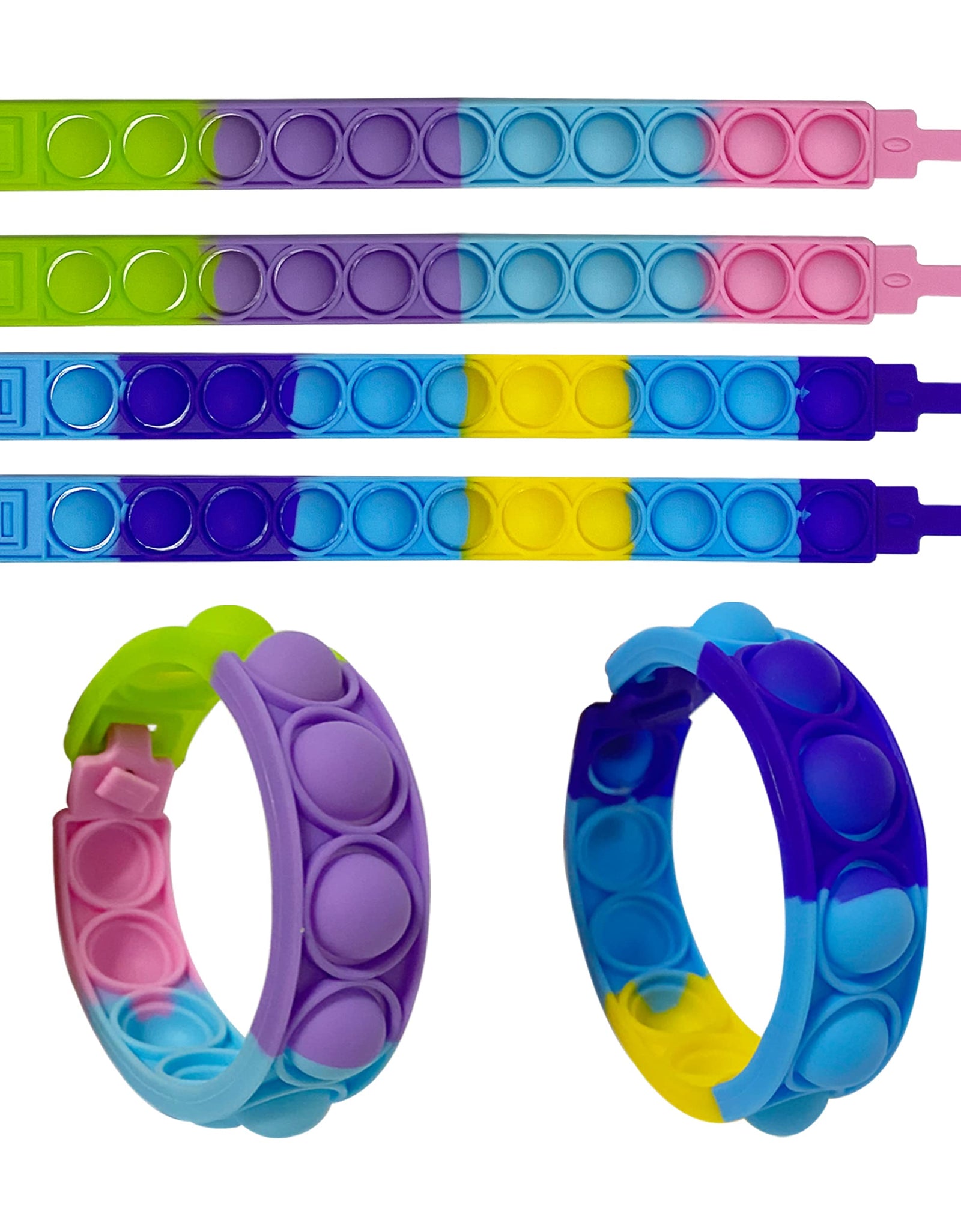 SUYESEN 28 Pcs Fidget Bracelet Stress Relief Wristband Fidget Toys Push Pop Bubble Sensory Fidget Hand Finger