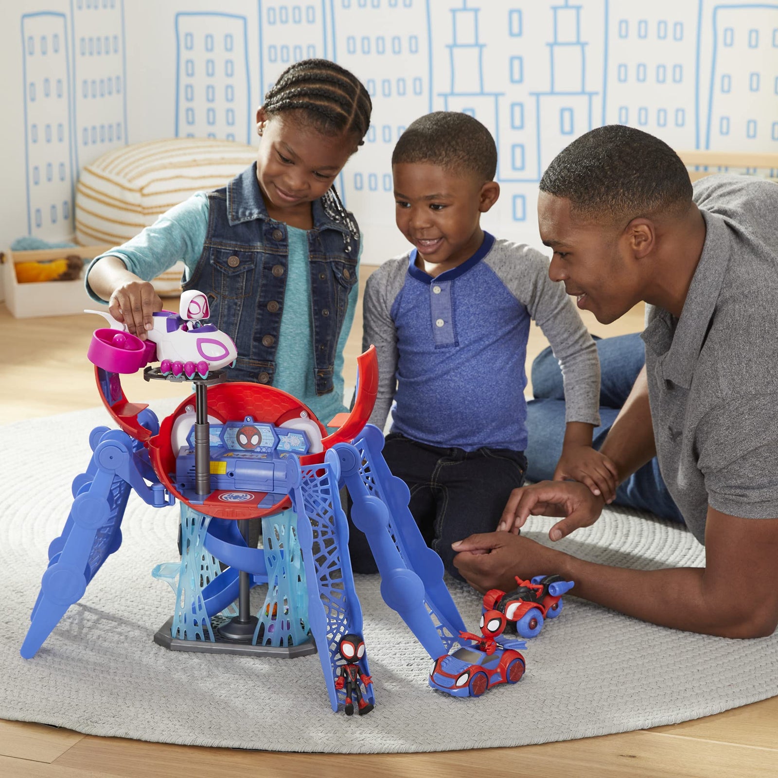 Marvel Spidey and His Amazing Friends Web-Quarters Playset with Lights and Sounds, Includes Spidey Figure and Vehicle, for Kids Ages 3 and Up