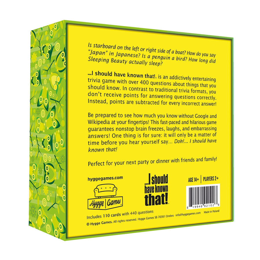 Hygge Games ...I should have known that! Trivia Game Green