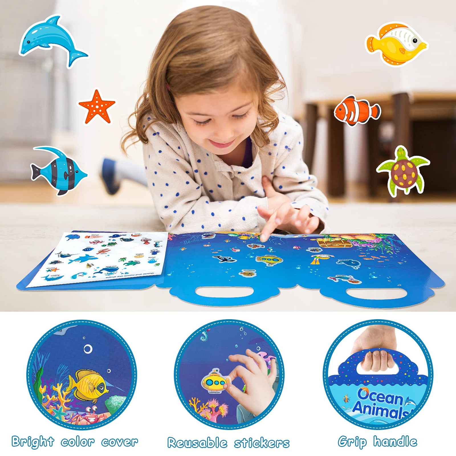 HahaGift Toys for 3 Year Old Girls Gifts,Sticker Book for 2 3 4 5 Year Old Girls Boys Gifts Learning Toys for Toddlers 1-3,Static Sticker for Montessori Toys for 1 2 3 Year Old Toddler Toys Age 2-4