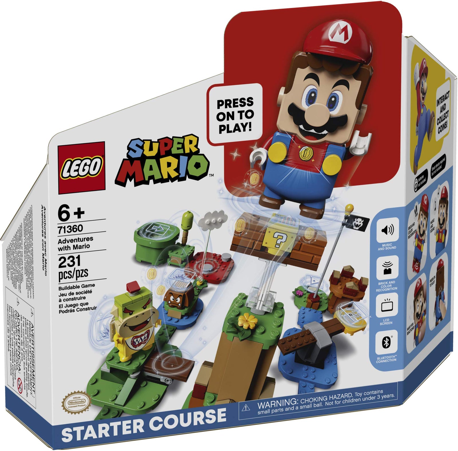 LEGO Super Mario Adventures with Mario Starter Course 71360 Building Kit, Interactive Set Featuring Mario, Bowser Jr. and Goomba Figures (231 Pieces)