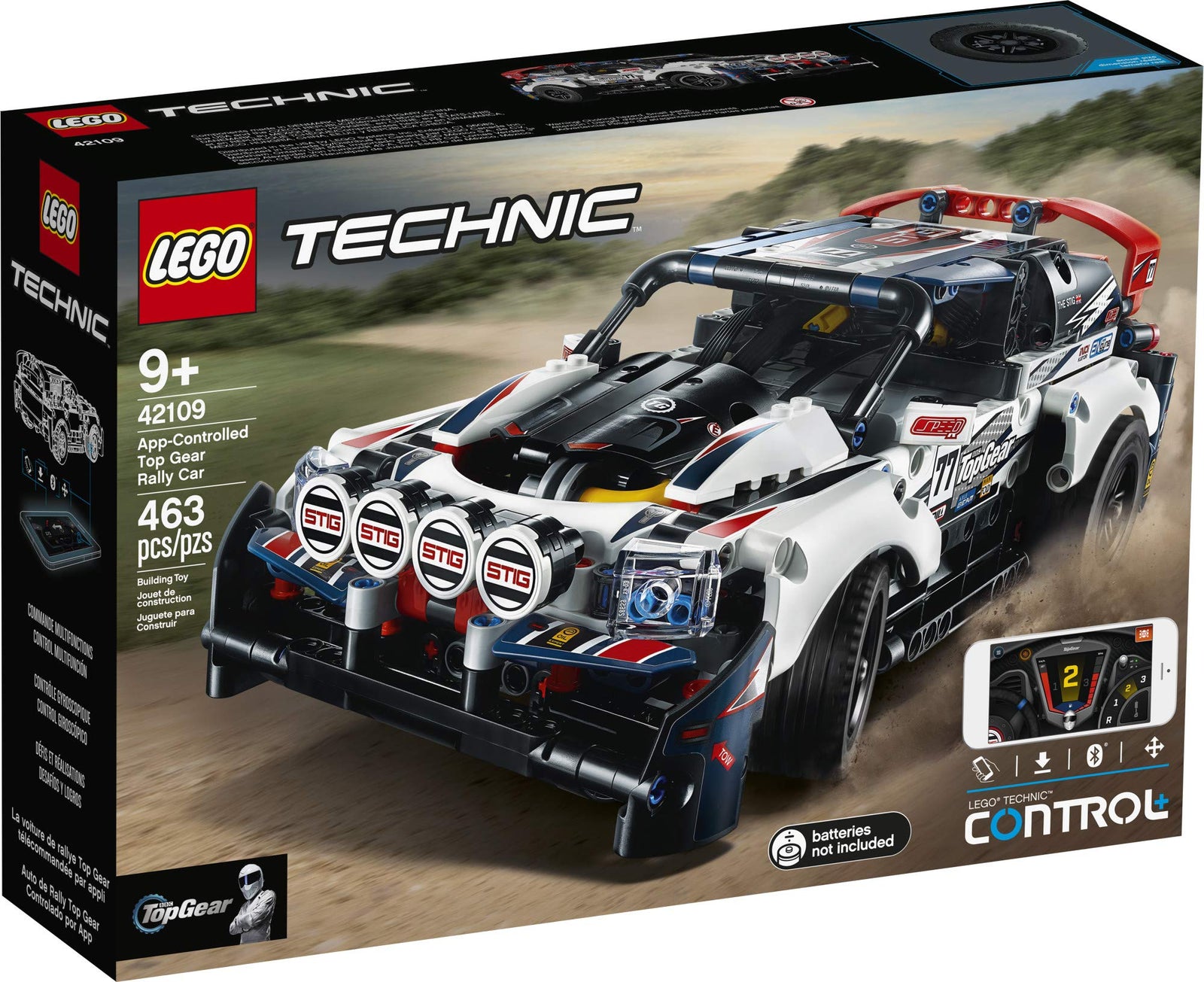 LEGO Technic App-Controlled Top Gear Rally Car 42109 Racing Toy Building Kit (463 Pieces)