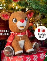 Rudolph The Red-Nosed Reindeer Musical Stuffed Animal, Baby's First Christmas Plush, 8 Inches

