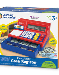 Learning Resources Pretend & Play Calculator Cash Register, Pretend Play Toys, Classic Counting Toy, Play Cash Register for Kids, Develops Early Math Skills, 73 Pieces, Ages 3+
