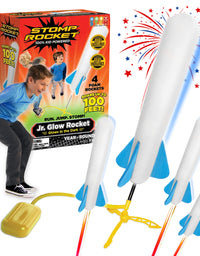 Stomp Rocket The Original Jr. Glow Rocket Launcher, 4 Foam Rockets and Toy Air Rocket Launcher - Glows in The Dark, STEM Gift for Boys and Girls Ages 3 Years and Up - Great for Year Round Play
