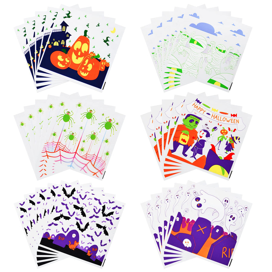 JOYIN 150 PCS Halloween Cellophane Treat Bags, Halloween Clear Self-adhesive Candy Bags, Halloween Plastic Cookie Bags for Trick or Treat, Halloween Goodie Bags for Party Favor Supplies