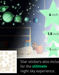 Glow in The Dark Stars and Planets, Bright Solar System Wall Stickers -Glowing Ceiling Decals for Kids Bedroom Any Room,Shining Space Decoration, Birthday Christmas Gift for Boys and Girls
