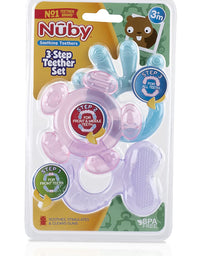 Nuby 3 Step Soothing Teether Set, BPA Free - Colors may vary.
