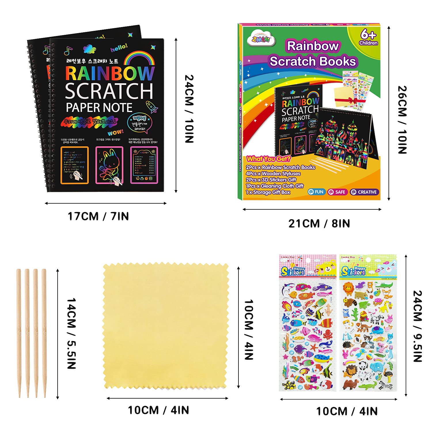 ZMLM Scratch Paper Art Notebooks - Rainbow Scratch Off Art Set for Kids Activity Color Book Pad Black Magic Art Craft Supplies Kits for Girls Boys Birthday Party Favor Game Christmas Toys Gift