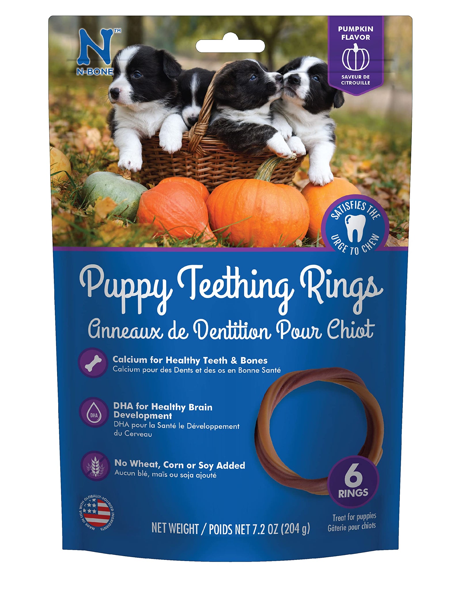 N-Bone Puppy Teething Ring Pumpkin Flavor 7.2 Oz/(6 Count)