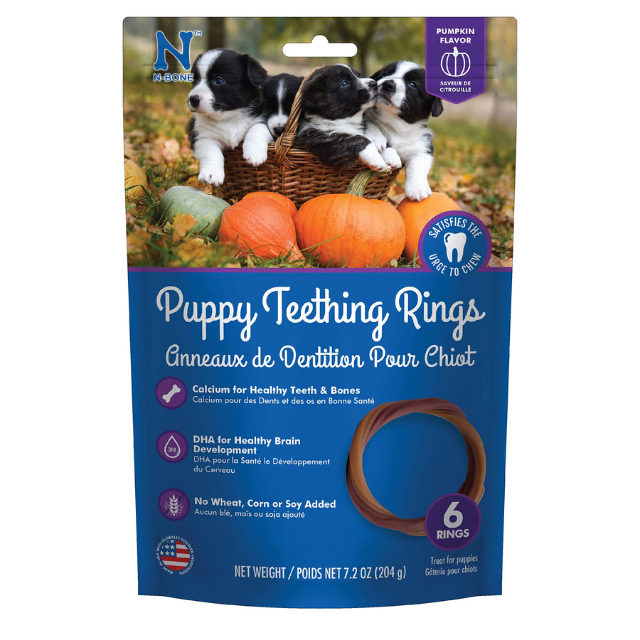 N-Bone Puppy Teething Ring Pumpkin Flavor 7.2 Oz/(6 Count)