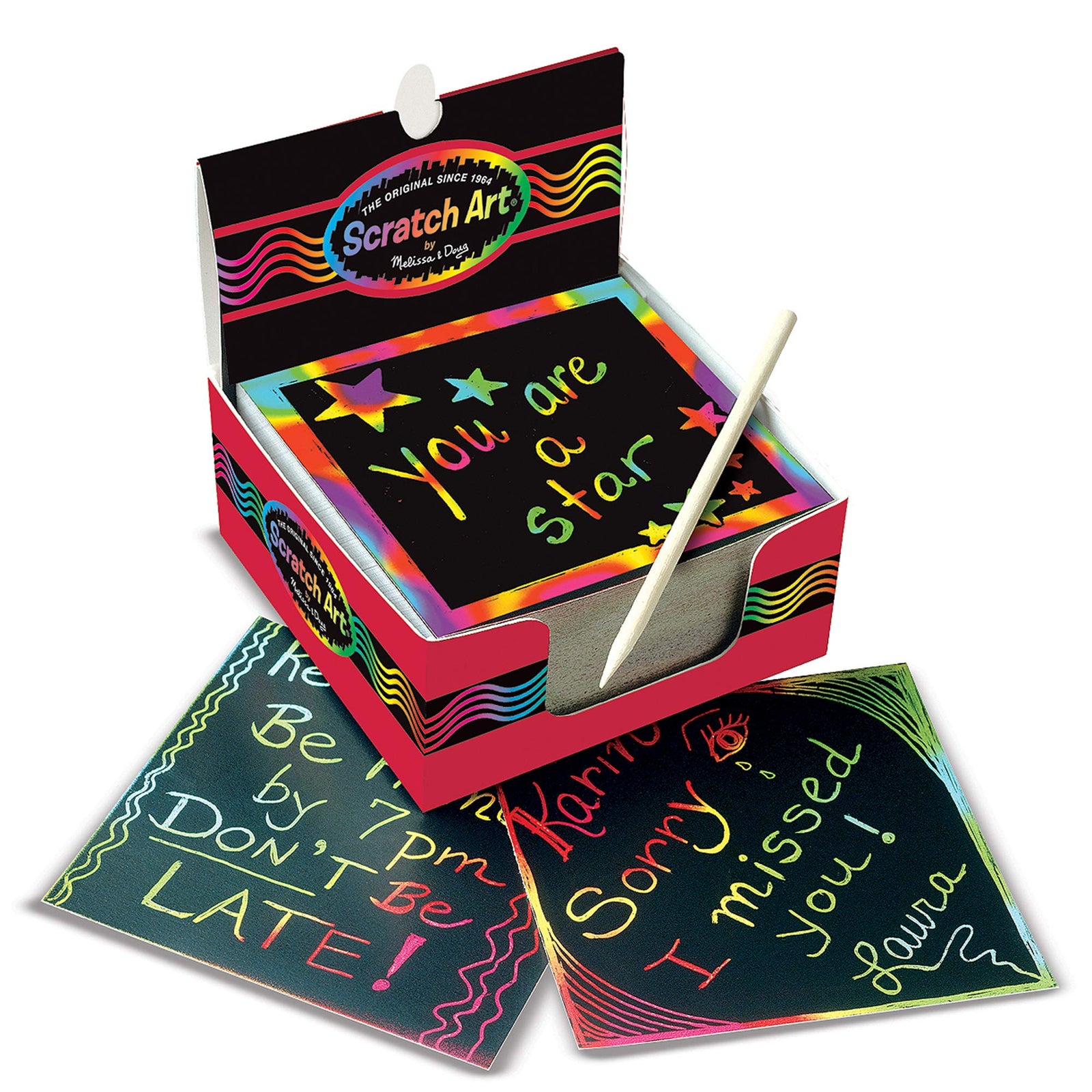 Melissa & Doug Scratch Art Rainbow Mini Notes (125 ct) With Wooden Stylus