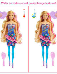 Barbie Color Reveal Doll with 7 Surprises: 4 Bags Contain Skirt, Shoes, Earrings & Brush; Water Reveals Confetti-Print; Doll’s Look & Color Change on Hair & Face; Party Series
