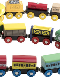 Play22 Wooden Train Set 12 PCS - Train Toys Magnetic Set Includes 3 Engines - Toy Train Sets For Kids Toddler Boys And Girls - Compatible With Thomas Train Set Tracks And Major Brands - Original
