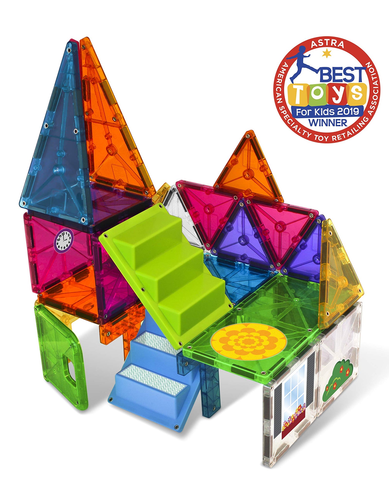Magna-Tiles House Set, The Original Magnetic Building Tiles For Creative Open-Ended Play, Educational Toys For Children Ages 3 Years + (28 Pieces + Reusable Silicone Stickers)