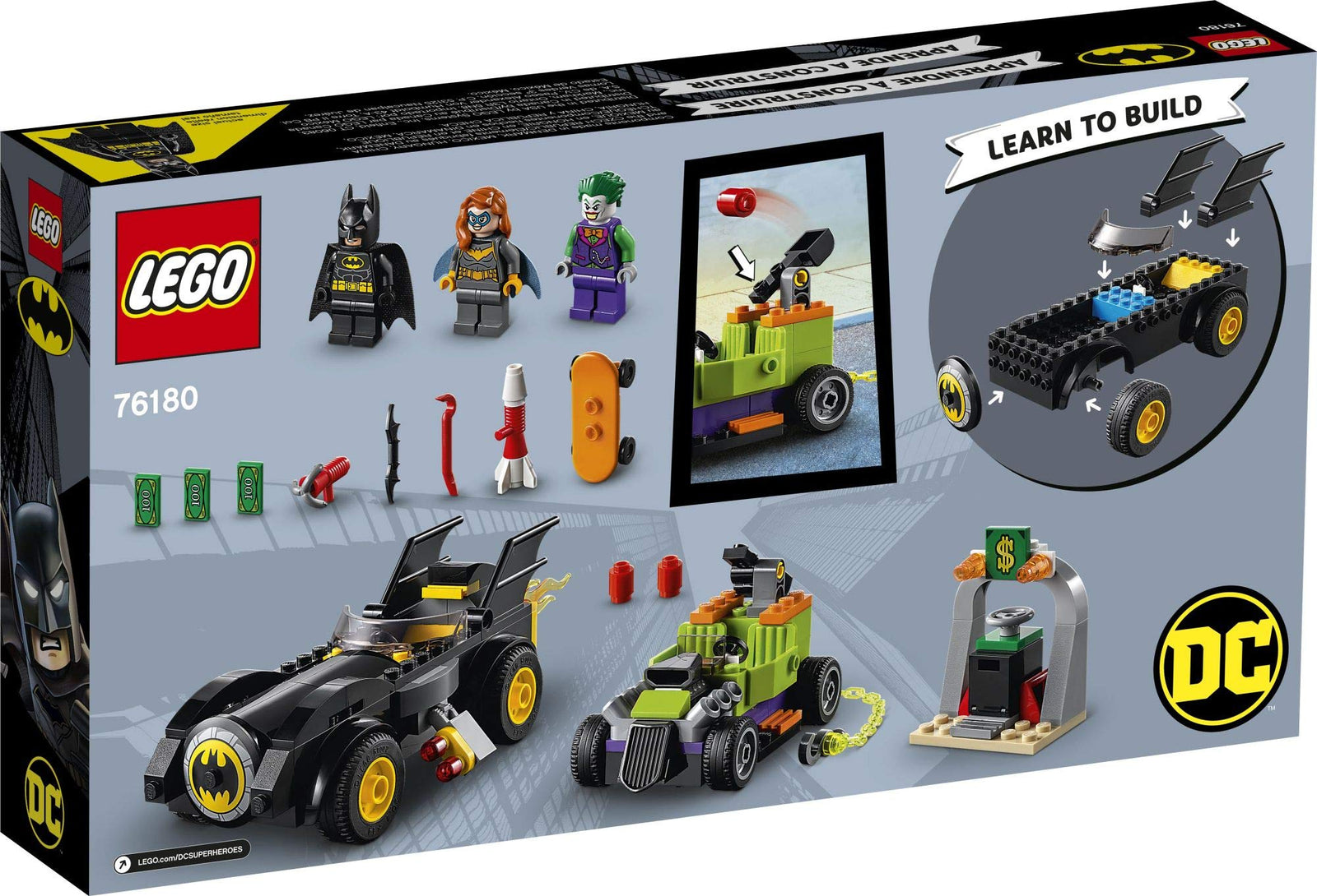 LEGO DC Batman: Batman vs. The Joker: Batmobile Chase 76180 Collectible Building Toy; Includes Batman, Batgirl and The Joker Minifigures Plus Buildable Batmobile and Hot Rod, New 2021 (136 Pieces)