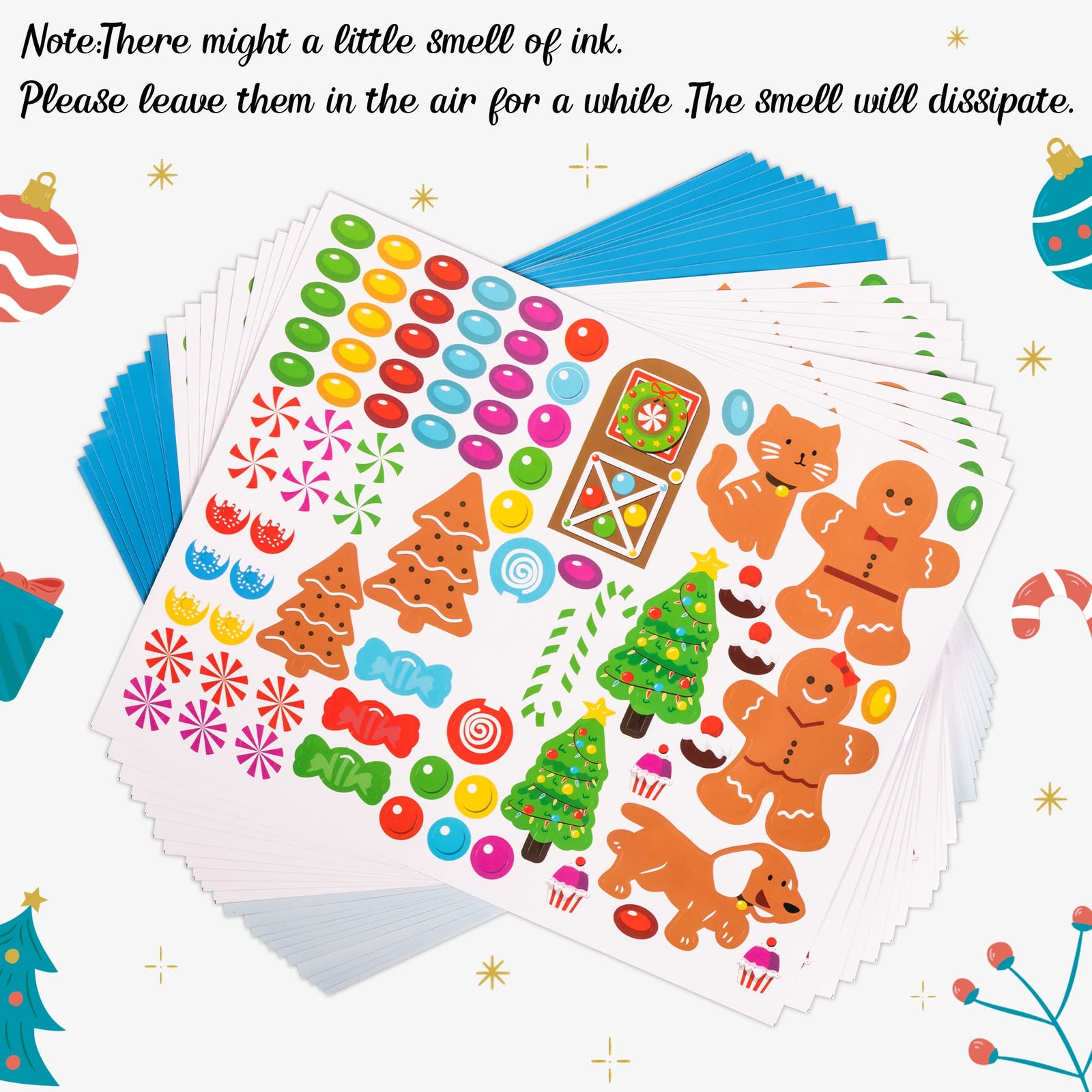 Make-a-Gingerbread House Stickers for Kids - Christmas Party Game/Craft/Activity/Favor/Supplies - 13 Finished Products