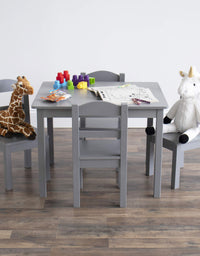 Humble Crew Kids Wood Table and 4 Chair Set, Grey
