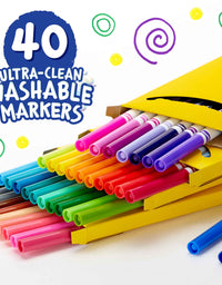 Crayola Ultra Clean Washable Markers, Fine Line Marker Set, Gift for Kids, 40 Count
