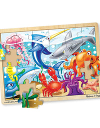 Melissa & Doug Under the Sea Ocean Animals Wooden Jigsaw Puzzle With Storage Tray (24 pcs)
