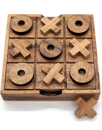 BSIRI Tic Tac Toe Wooden Board Game Table Toy Player Room Decor Tables Family XOXO Decorative Pieces Adult Rustic Kids Play Travel Backyard Discovery Night Level Drinking Romantic Decorations
