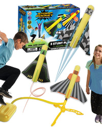 The Original Stomp Rocket Stunt Planes Launcher - 3 Foam Planes and Toy Air Rocket Launcher - Outdoor Rocket STEM Gifts for Boys and Girls - Ages 5 (6, 7, 8) and Up - Great for Outdoor Play

