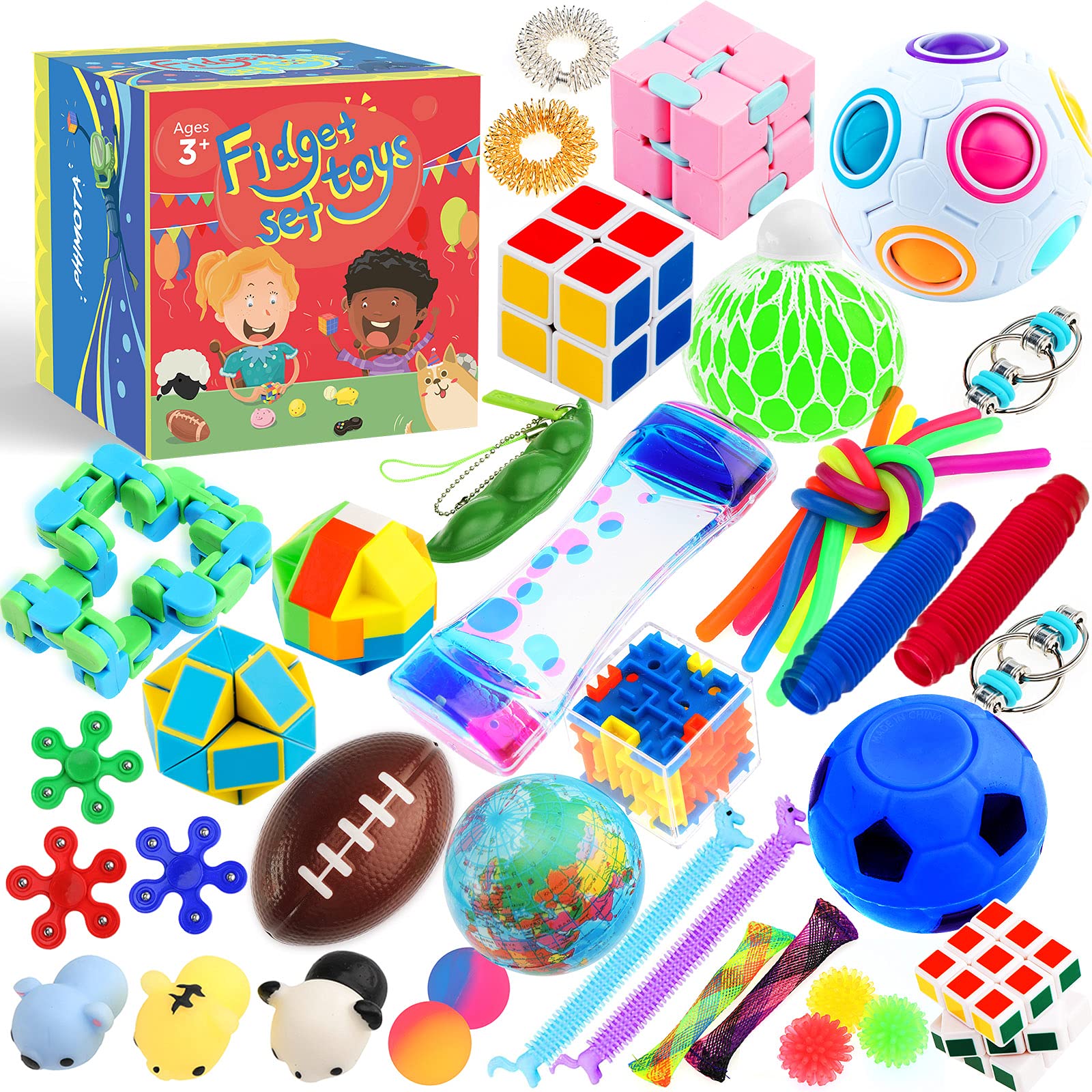Sensory Toys Set 38 Pack, Stress Relief Fidget Hand Toys for Adults and Kids, Sensory Fidget and Squeeze Widget for Relaxing Therapy - Perfect for ADHD Add Anxiety Autism